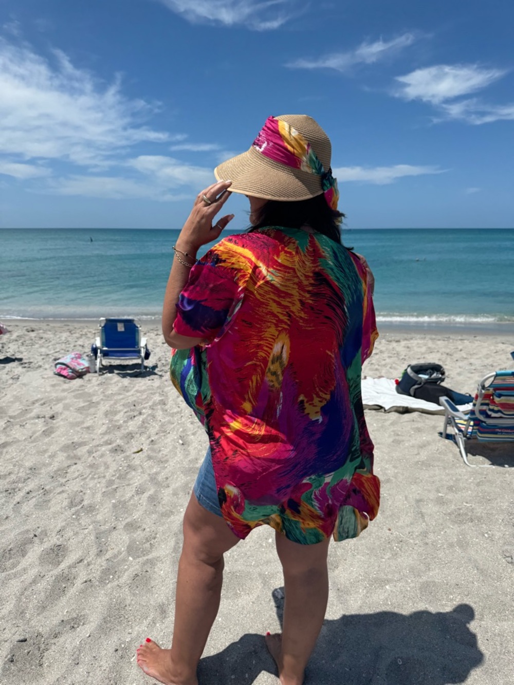 Jessica McClintock Floral Kimono in Dusty Rose & Olive, Hat with Matching Ribbon